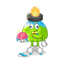 laboratory spirit lamp no brain vector. cartoon character