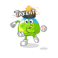 laboratory spirit lamp throwing baseball vector. cartoon character