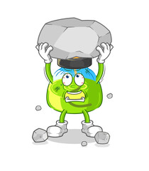 laboratory spirit lamp lifting rock cartoon character vector