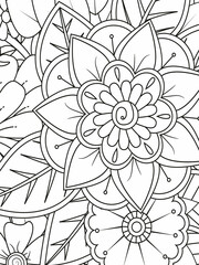 Forest flowers and leaves. Beautiful bouquet. Vector coloring book for adults and children. Hand-drawn illustration. Floral ornament is good for web, print, and stencil