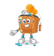 record player stretching character. cartoon mascot vector