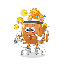 record player laugh and mock character. cartoon mascot vector