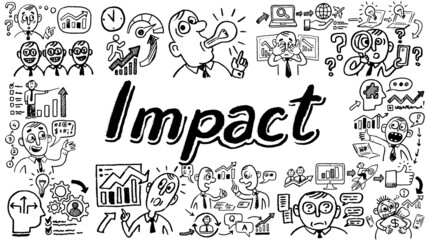 Business words and phrases typography doodle graphic with concept icons and symbols