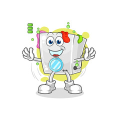 washing machine full battery character. cartoon mascot vector