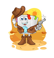washing machine cowboy with gun character vector