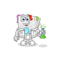 washing machine scientist character. cartoon mascot vector