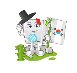 washing machine korean character. cartoon mascot vector