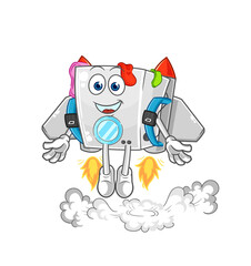 washing machine with jetpack mascot. cartoon vector