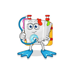 washing machine diver cartoon. cartoon mascot vector