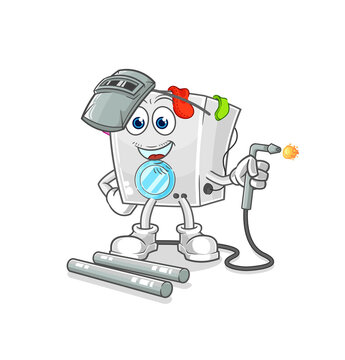 recommend clip art: washing machine welder mascot. cartoon vector