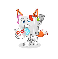 washing machine japanese fox character. cartoon mascot