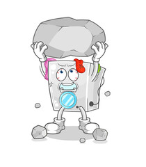 washing machine lifting rock cartoon character vector