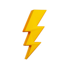 3d illustration flash thunderbolt icon