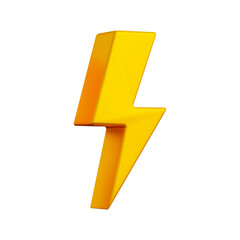 3d illustration flash thunderbolt icon