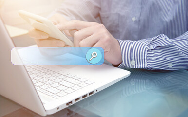 businessman searrch online via internet technology