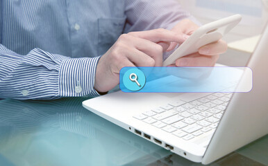 businessman searrch online via internet technology