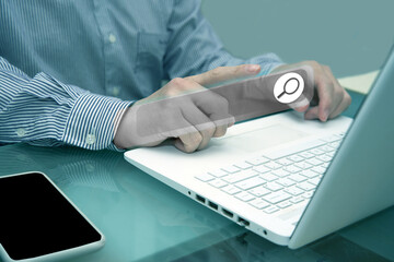 businessman searrch online via internet technology