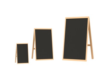 wooden board blank 3d white background.