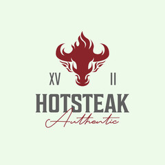 hot steak house vintage logo design.