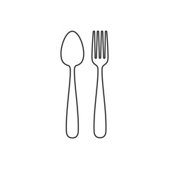 Outline fork and spoon icon on white background