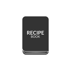 Silhouette cooking book icon with orange color. Recipe book text