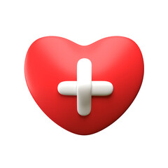 Heart Plus on white 3d Illustration