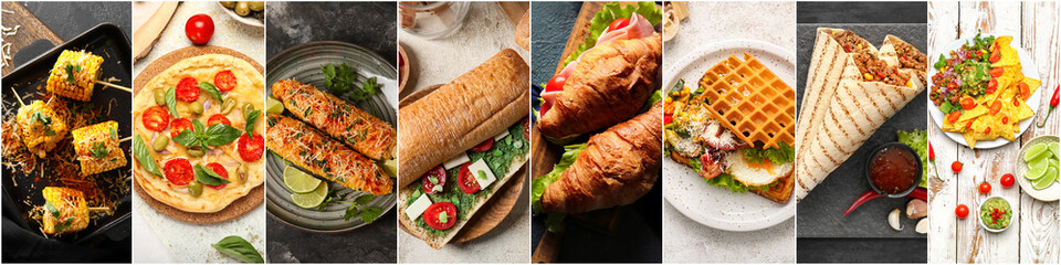 Collection of traditional fast food, top view