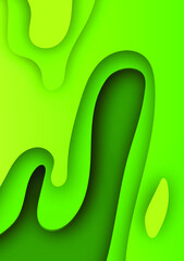 3D abstract background with green paper cut shapes.