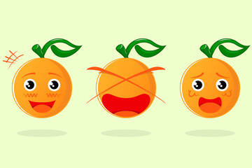cute orange character expression. crying, sad, happy, smile, shocked. suitable for emoticon, logo, icon, symbol, sign and mascot. such as food, drink, fruit logo or sticker