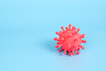 Covid-19 virus cells on blue background for concept, sick, health care, disease treatment and...