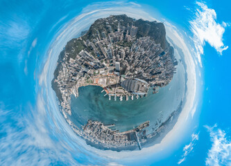 Hong Kong city in tiny planets effect - obrazy, fototapety, plakaty