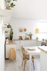 Interior of stylish kitchen with modern furniture