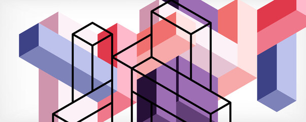 Abstract background. 3d cubes, cubic elements and blocks. Techno or business concept for wallpaper, banner, background, landing page