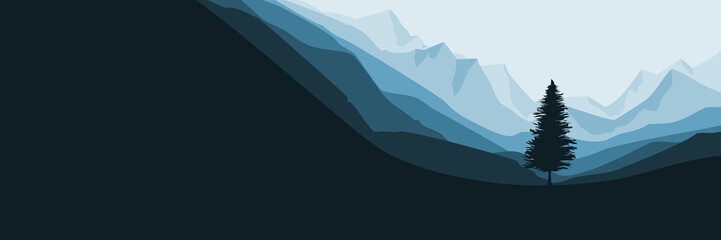 Fototapeta premium mountain flat design vector banner template good for web banner, ads banner, tourism banner, wallpaper, background template, and adventure design backdrop