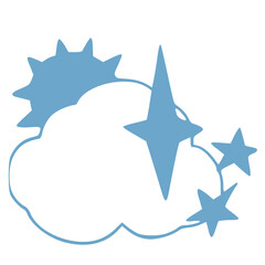 simple illustration of sun with cloud and stars