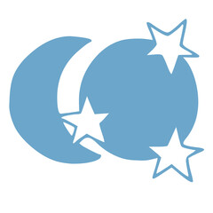 simple illustration of moon, sun and stars