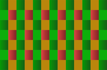 Illustration of multicolored checkered square shapes.