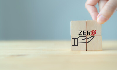 Zero target concept. Zero of accident,  carbon emissions, waste, net zero. Business goal and target...