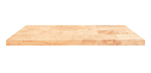 Wooden shelf on isolated white background