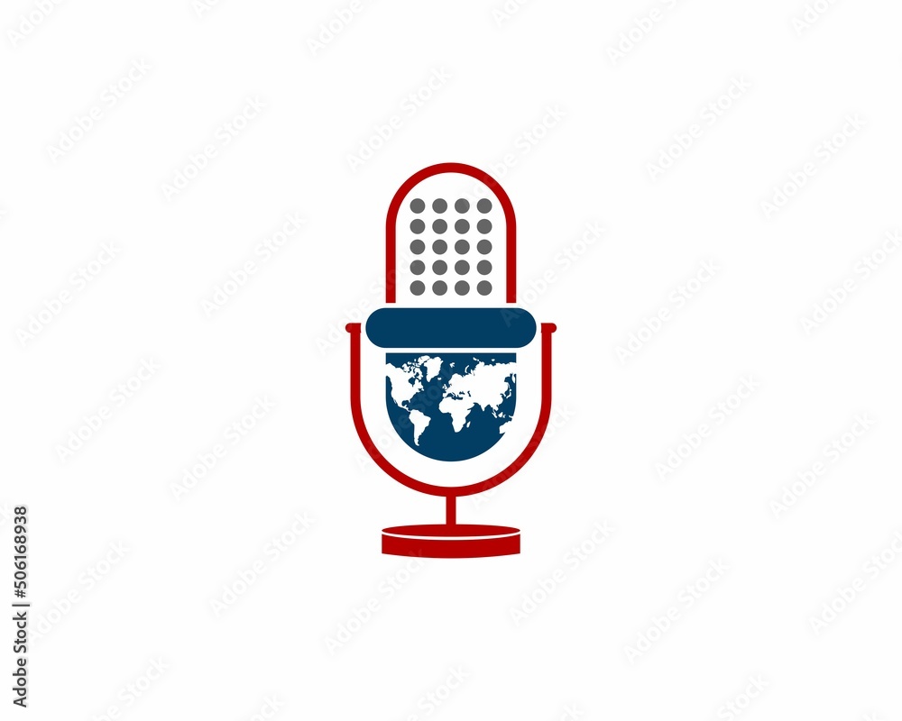 Poster microphone with world map inside