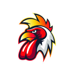 mascot rooster head vector with backgorun white