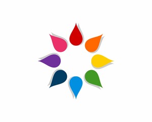 Circular water drop with rainbow color logo