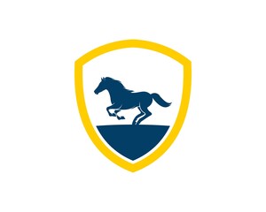 Simple shield with running horse inside