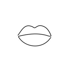 Lips Simple Continuous One Line Drawing. Lips Icon Creative Contemporary Line Drawing. Symbol of Love Beauty Fashion Vector Minimalist Design for Wall Art, Print, Card, Poster, Cosmetic Design.