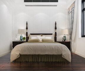 3d rendering bed in classic european bedroom