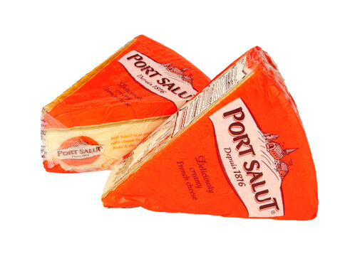 Port Salut classic mild creamy smooth textured French cheese 185g pack