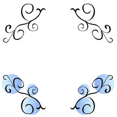 渦巻　飾り　黒　青