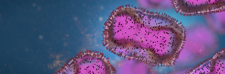 Monkeypox viruses, infectious zoonotic disease, background banner with empty space  - obrazy, fototapety, plakaty