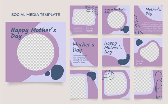 social media template banner mothers day design promotion. fully editable instagram and facebook square post frame puzzle organic sale poster.