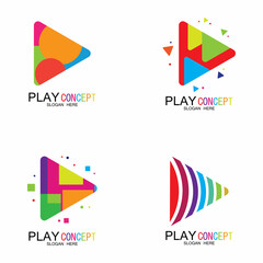 Play logo design concept vector Icon Symbol
